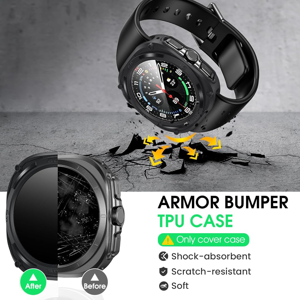 ZORBES Rugged Bezel Case for Samsung Galaxy Watch Ultra Screen Protector 47mm - Soft TPU Bumper Face Cover for Galaxy Watch 7 Ultra 47mm Accessories ZORBES Rugged Bezel Case for Samsung Galaxy Watch Ultra Screen Protector 47mm - Soft TPU Bumper Face Cover for Galaxy Watch 7 Ultra 47mm Accessories